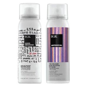 IGK Antisocial Dry Hair Mask + Good Behavior Spirulina Spray Travel Size